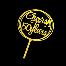 cheers 50 years circle art cake topper fifty scalable golden jubilee love marriage anniversary 3d print model - Mito3D