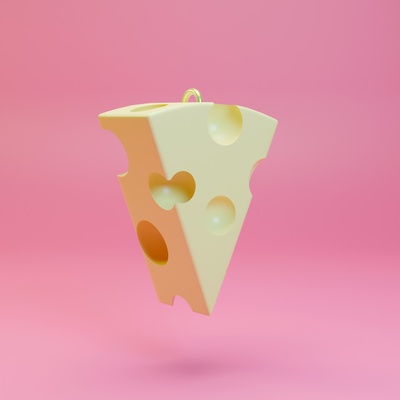cheese keychain ring amulet charm fun fashion food 3d print model - Mito3D