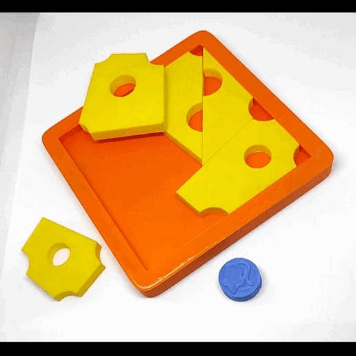 queso ratón rompecabezas juego habilidad niños mesa portátil gracioso regalo pequeña inteligente moderar fácil difícil 3D print model - Mito3D