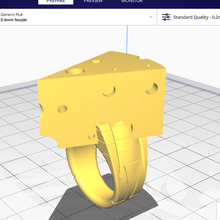 cheese ring jewelry poly filament cheddar swiss 3d print model - Mito3D