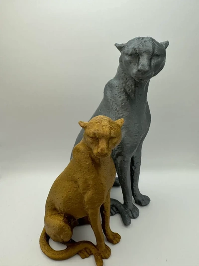 leopardo sentado figura arte decoración gato animal diseño busto esculturas 3d print model - Mito3D