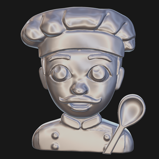 chef food cook cartoon figure figurine character jewelry badges 3d print model - Mito3D