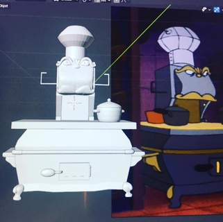 chef bouche cook furnace beauty beast collection disney decoration 3d print model - Mito3D