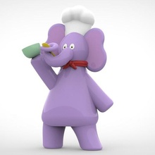 chef l'éléphant animal art jouet cuisinier cuillère 3d print model - Mito3D