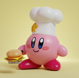 chefe cozinha Kirby Nintendo Pokémon hambúrguer 3d arte brinquedo impressão cão jogos resina decoração escultura figura Bruxas 3d print model - Mito3D