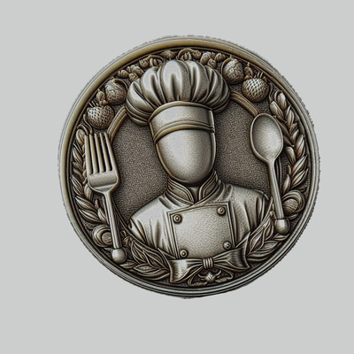 chef medallion art job career locket pendant occupation work gold 3d print model - Mito3D