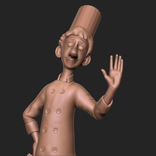 şef model ratatouille karikatür karakter adam toon mutfak pişirmek kısıtlayıcı linguini Remy obj stl zbrush minyatürler figürinler 3d print model - Mito3D