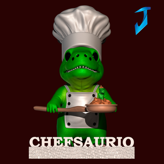 chefsaurio dinosaurio cocinero juego profesiones trabajando ejecutivo detallado cabezas directorio stl 3d print model - Mito3D