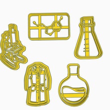 chemistry cookie cutter home chemical flask microscope lab coat 3d print model - Mito3D