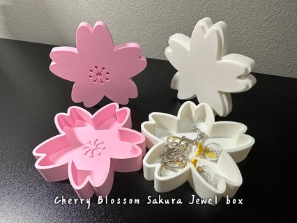 cherry blossom sakura jewelry box Jewelry storage cute rings necklaces kawaii flower spring haru trinket 3d print model - Mito3D