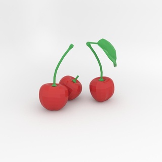 cherry low poly fruit summer lowpoly glossy 3d print model - Mito3D