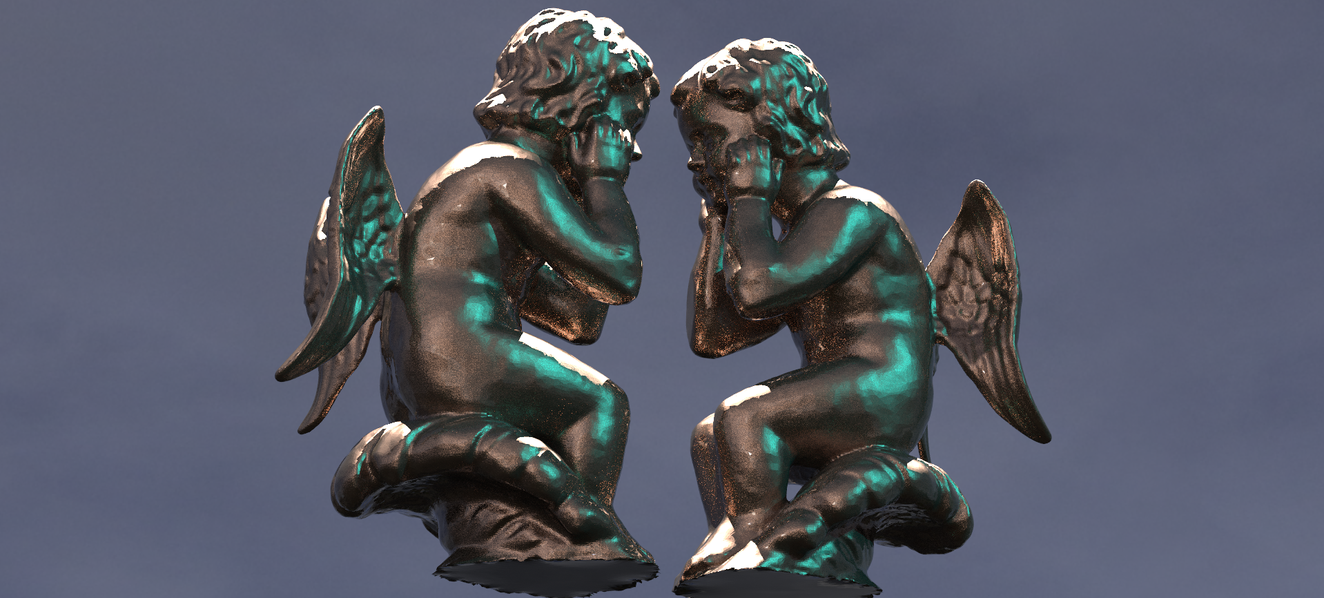 chérubin sculpture miroir ange église jardin Jésus Cupidon 3D print model - Mito3D