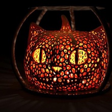 el gato de cheshire halloween la lámpara art otros luz noche decoración miedo spooky calabaza impresión 3d cat 3d print model - Mito3D