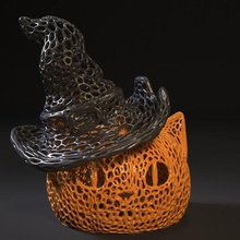 cheshire sombrero art otros el tocado vintage la impresión 3d de decoración interior voronoi halloween calabaza 3d print model - Mito3D