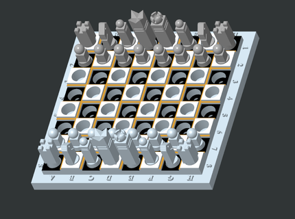 échecs planche figures minimaliste formes aimant titulaires aveugle joueurs Roi reine pion noir blanc Jeu libre 3d 3dprint impression 3d print model - Mito3D
