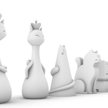 chess cats meow board game animal boardgame cat design diy toy 3d print model - Mito3D