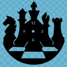 chess clock art wallclock wall chees board games lady king peon tower horse bishop 3d print model - Mito3D