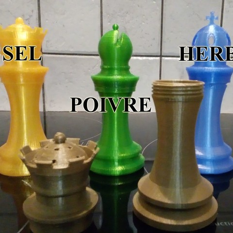 chess seasoning home herb king salt lady pepper madman 3D print model - Mito3D