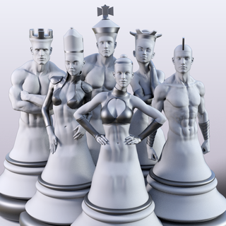 chess set game table queen king bishop pawn rook knight art modern 3dsculpture sculpture tablegame 3d print model - Mito3D