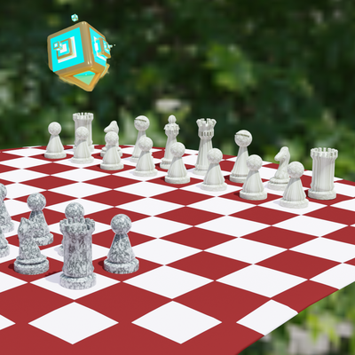 chess set game pieces board game king queen checkerboard pawn bishop knight horse rook mate 3d print model - Mito3D