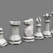 chess set 3d poly style low 3d print model - Mito3D
