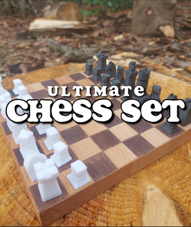 chess set ultimate game minimalist simple echec echequier stylized visual king pawn bishop queen knight 3d print model - Mito3D
