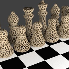 chess set voronoi style game 3d print model - Mito3D