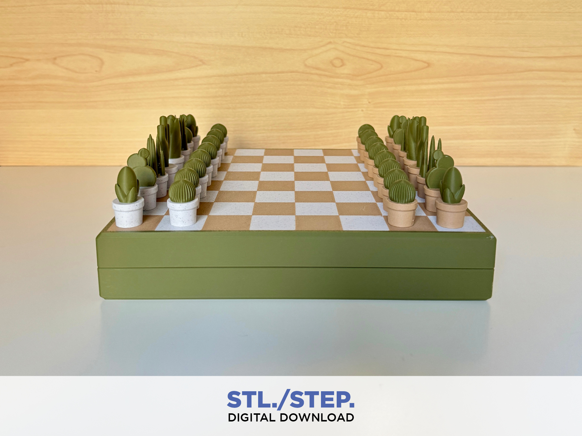 chessactus 3d chessboard digital files plant cactus file stl model chess succulent design home decor decoration furniture classic elegant minimal simple interior vase 3D print model - Mito3D