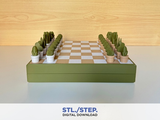 satranç takımı 3d satranç tahtası dijital dosyalar bitki kaktüs dosya stl model sulu tasarım ev dekor dekorasyon mobilya klasik zarif az basit iç vazo 3d print model - Mito3D