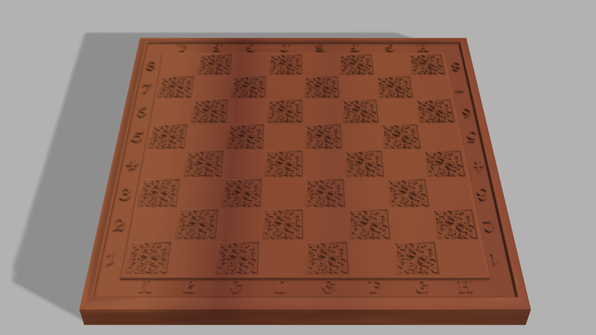 tablero ajedrez cnc 3d impresión escena resina poliéster madera tallado 3D print model - Mito3D