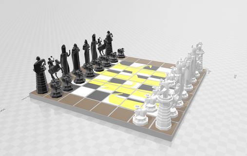 chessboard harry potter wizard's chess w pieces chess chess pieces chess set free harry potter spite wizard chess game board games playset  3d print model - Mito3D