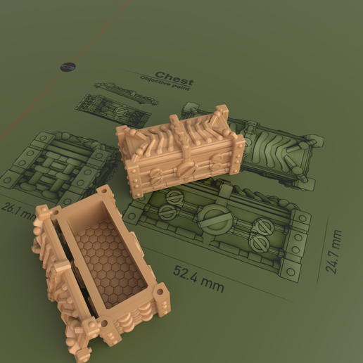 Truhe Miniatur Kriegsspiel Rollenspiel 3D print model - Mito3D