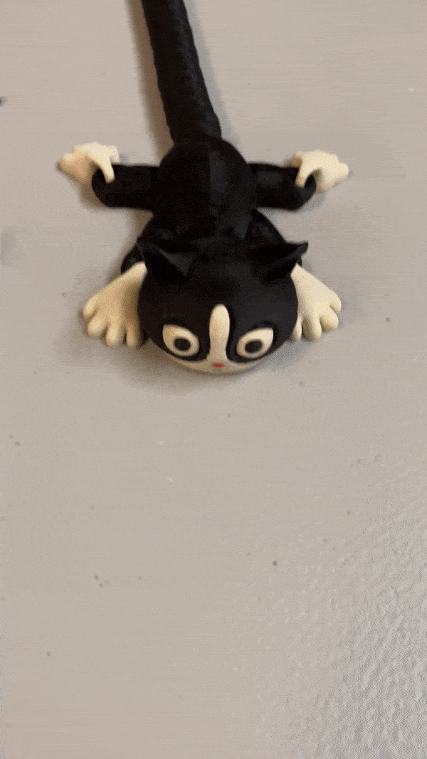 chester tuxedo cat cute articulated toy doll kitten adorable flexi weird tail funny 3D print model - Mito3D