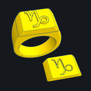 chevaliere le Capricórnio jóia anel símbolo zodíaco Estrela placa astrologia 3d print model - Mito3D