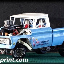 Chevrolet c10 gazlar 1 12 yarış arabası kamyonlar v8 1965 Drag yarışı motor araba 3d print model - Mito3D