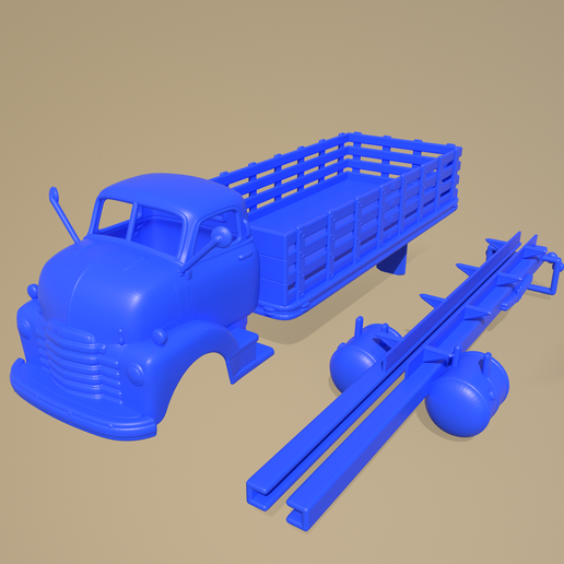 chevrolet coe 1948 imprimible camión cuerpo micro traxxas ninco tractor 1 28 24 18 12 miniz rc Tamiya scalextric espacio coche vehiculo 3D print model - Mito3D