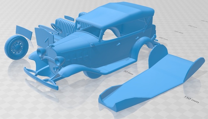 chevrolet konfederasyon fayton 1932 yazdırılabilir araba oyun yuva ölçülü tamiya rc miniz hobi mikro döküm 3d print model - Mito3D