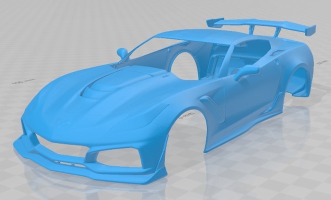 chevrolet korvet zr1 c7 2018 yazdırılabilir vücut araba oyun yuva ölçülü tamiya rc miniz hobi mikro döküm 3d print model - Mito3D