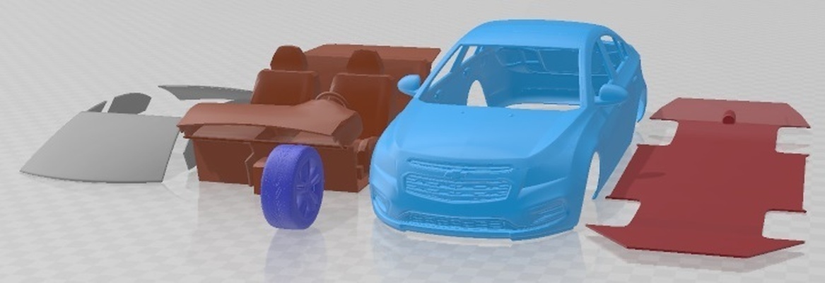 chevrolet cruze sedan 2015 imprimível carro fenda escalextrico tamiya rc miniz passatempo micro diecast 3d print model - Mito3D
