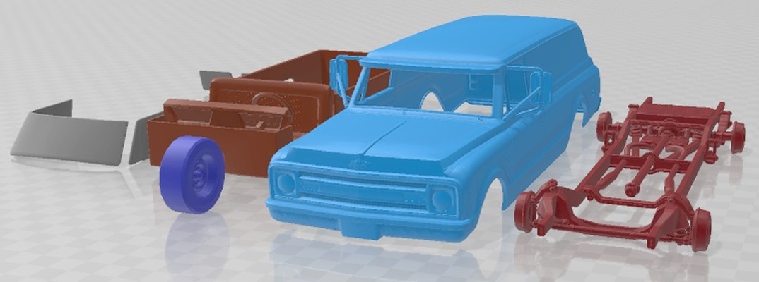 chevrolet suburbano 1969 painel caminhão imprimível carro jogos fenda escalextrico tamiya rc miniz passatempo micro diecast 3d print model - Mito3D