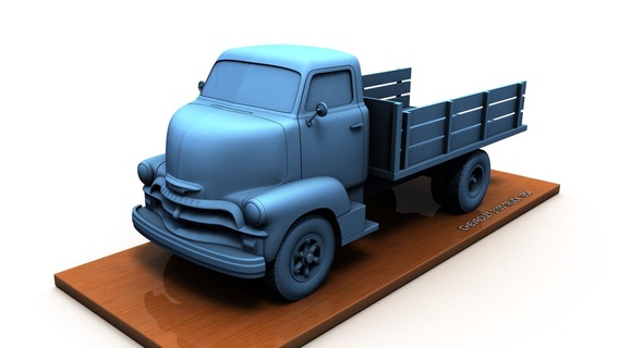 chevy 3100 truck 1954 chevy chevrolet 3100 gmc truck cargo usa america transport wheels 3dprint print collection vintage miniatures vehicles old car auto  3d print model - Mito3D