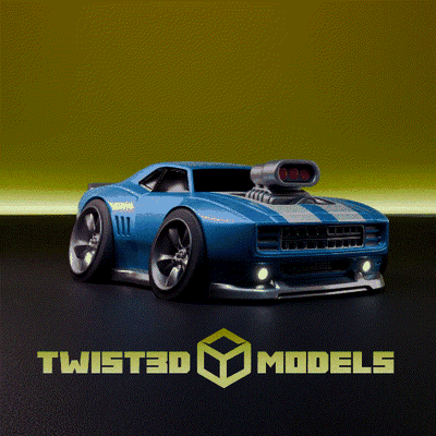 chevy camaro 69 largo corpo td3m carro raça supercharger ventilador chevrolet largo toon posicionado desenho animado hotwheels tooned kit festa personalizadas afinação 3d print model - Mito3D