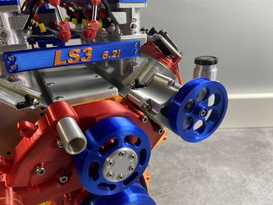 chevy ls3 12 16 güç direksiyon pompa add motor 3d print model - Mito3D