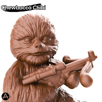 chewbacca chibi versão estrela guerras arte pronto to impressão brinquedo crianças filme força despertar darth vader lucas skywalker guerra las galaxias espaço suporte 3d print model - Mito3D