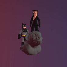 chibi batman catwoman statue art buste figure Selina Kyle Bruce Wayne dc bandes dessinées 3d print model - Mito3D