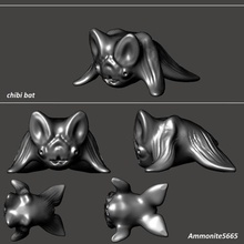 chibi bat animal toy art sculpture sea life cute creature monster beast anime cartoon 3d print model - Mito3D