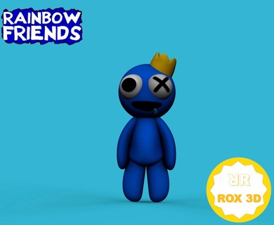 chibi blue rainbow friends media free printing roblox toy figure without supports game 3d print model - Mito3D