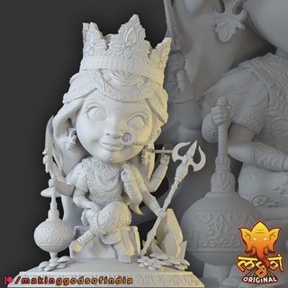 chibi Durga vitorioso conquistador fácil pintura hindu Deus indiano Devi shakti 3d print model - Mito3D