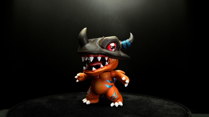 chibi greymon digimon digievolucionar juego juguetes coleccionable 3dprint aventuras continuar miniaturas figuritas stl 3d print model - Mito3D