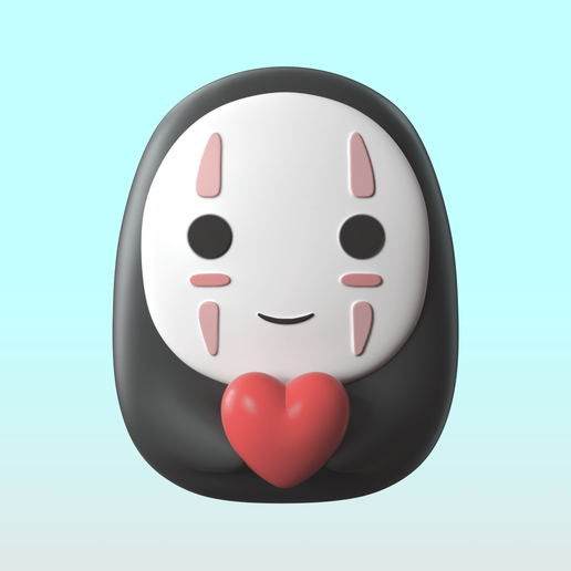 chibi kaonashi participación corazón llavero san valentin regalo Arte lindo juguete resina figura amor decoración kawaii ghibli cara enamorado Novia 3D print model - Mito3D